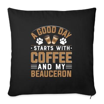 Café et Beauceron - Housse de coussin décorative 45 x 45 cm - noir - Devant