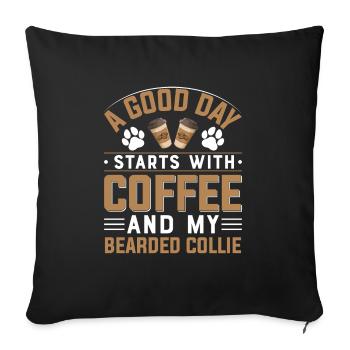 Collie barbu Café Boire de la caféine Chiens - Housse de coussin décorative 45 x 45 cm - noir - Devant