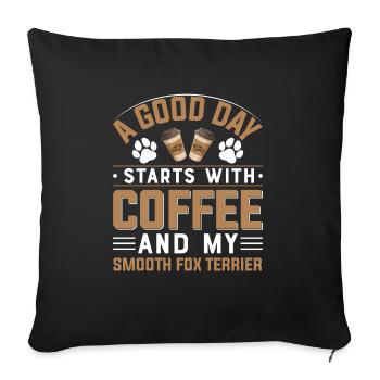 Glatter Foxterrier Kaffee Trinken Hundebesitzer - Sofakissenbezug 45 x 45 cm - Schwarz - Vorne