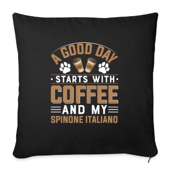 Spinone Italiano Café Boire de la caféine Chiens - Housse de coussin décorative 45 x 45 cm - noir - Devant