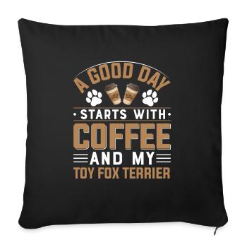 Toy Fox Terrier Kaffee Trinken Koffein Hunde - Sofakissenbezug 45 x 45 cm - Schwarz - Vorne