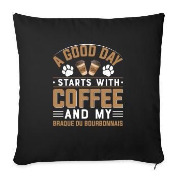 Braque du Bourbonnais Café Boire de la caféine Chiens - Housse de coussin décorative 45 x 45 cm - noir - Devant