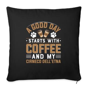 Cirneco dell’Etna Café Boire de la caféine Chiens - Housse de coussin décorative 45 x 45 cm - noir - Devant