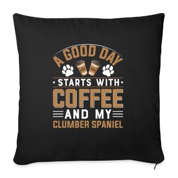 Clumber Spaniel Hunderasse Kaffee Trinken Koffein - Sofakissenbezug 45 x 45 cm - Schwarz - Vorne