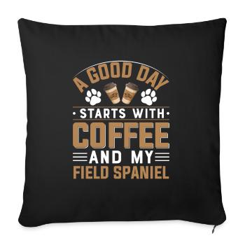Field Spaniel Kaffee Trinken Koffein Hunderasse - Sofakissenbezug 45 x 45 cm - Schwarz - Vorne