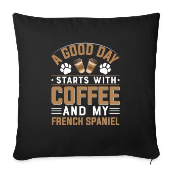 Epagneul Français French Spaniel Coffee Drink - Sofa pillowcase 17,3'' x 17,3'' (45 x 45 cm) - black - Front