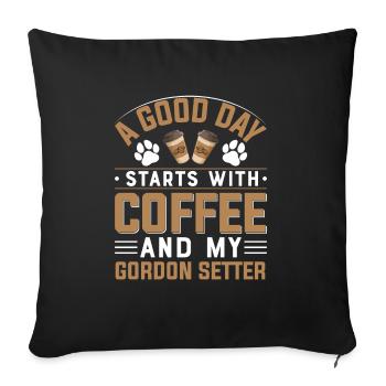 Gordon Setter Dog Café Boire de la patte de caféine - Housse de coussin décorative 45 x 45 cm - noir - Devant