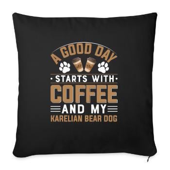 Karelian Bear Dog Coffee Drinking Caffeine Paw - Sofa pillowcase 17,3'' x 17,3'' (45 x 45 cm) - black - Front
