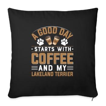 Lakeland Terrier Café Boire de la caféine Paw Dog - Housse de coussin décorative 45 x 45 cm - noir - Devant