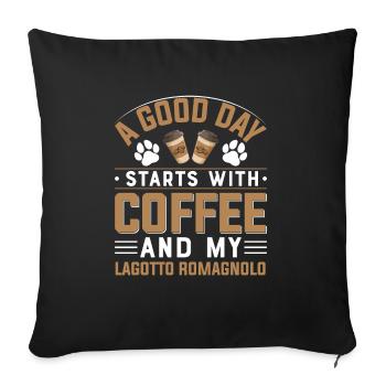 Lagotto Romagnolo Café Boisson Patine Caféine - Housse de coussin décorative 45 x 45 cm - noir - Devant