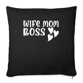 Mère Épouse Boss Fête des mères Meilleure maman Chef - Housse de coussin décorative 45 x 45 cm - noir - Devant