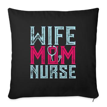 femme mère infirmière maman médecine - Housse de coussin décorative 45 x 45 cm - noir - Devant