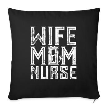 femme mère infirmière maman médecine - Housse de coussin décorative 45 x 45 cm - noir - Devant