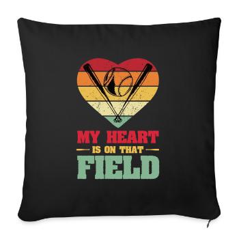 Baseball Heartbeat Player Pulse Frequency Sports - Sofa pillowcase 17,3'' x 17,3'' (45 x 45 cm) - black - Front