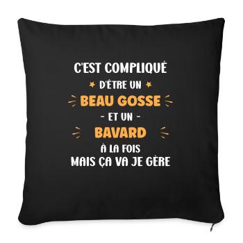 Beau gosse bavard - Housse de coussin décorative 45 x 45 cm - noir - Devant