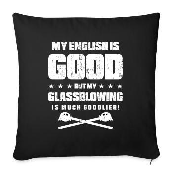 souffleur de verre disant verrier blague soufflage de verre - Housse de coussin décorative 45 x 45 cm - noir - Devant