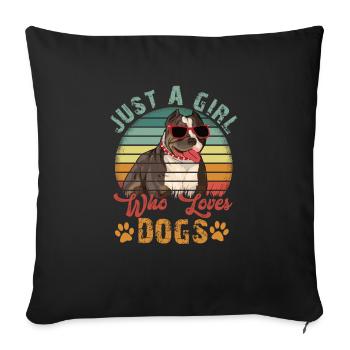Pitbull Femme Chien de Combat Chien Chères Filles - Housse de coussin décorative 45 x 45 cm - noir - Devant
