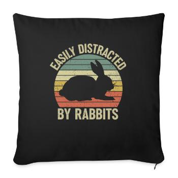 Lièvres Propriétaires de lapins Carottes Éleveurs - Housse de coussin décorative 45 x 45 cm - noir - Devant