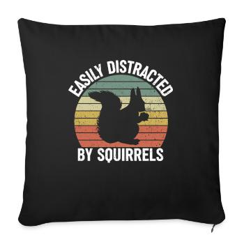 Écureuil Amoureux Rongeur Drôle - Housse de coussin décorative 45 x 45 cm - noir - Devant