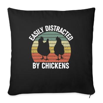 Poulet Élevage de poulet Poulet Éleveur Poulet Cadeau - Housse de coussin décorative 45 x 45 cm - noir - Devant