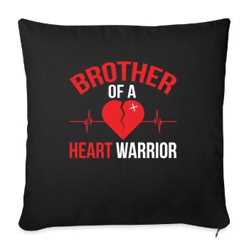 Fier frère Maladie cardiaque Guerrier du cœur - Housse de coussin décorative 45 x 45 cm - noir - Devant