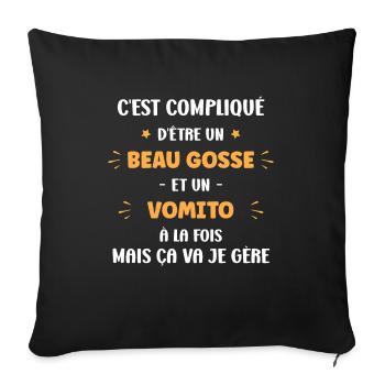 Beau gosse Vomito - Housse de coussin décorative 45 x 45 cm - noir - Devant