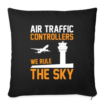 Air traffic controller Tower controller Flight attendants - Sofa pillowcase 17,3'' x 17,3'' (45 x 45 cm) - black - Front