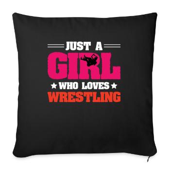 Champion de lutte féminin Cadeau de lutteur - Housse de coussin décorative 45 x 45 cm - noir - Devant