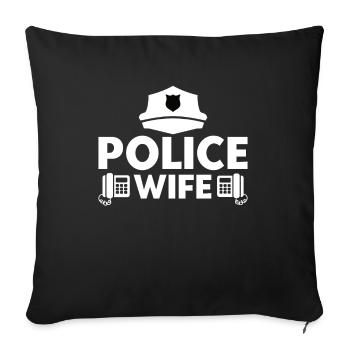 Maman Femme Policière Héroïne - Housse de coussin décorative 45 x 45 cm - noir - Devant
