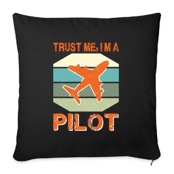 Pilot Airplane Flying Aviation Gift Idea - Sofa pillowcase 17,3'' x 17,3'' (45 x 45 cm) - black - Front