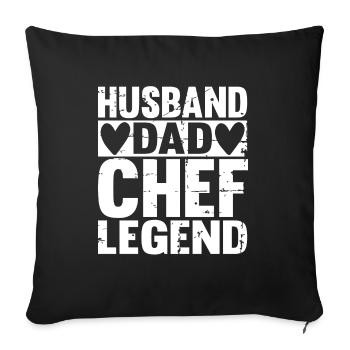 Père Mari Chef Héros Légende - Housse de coussin décorative 45 x 45 cm - noir - Devant