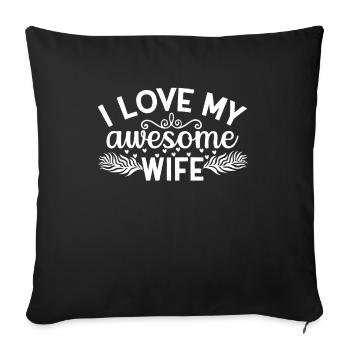 Folle Femme Mari Cadeau Drôle - Housse de coussin décorative 45 x 45 cm - noir - Devant