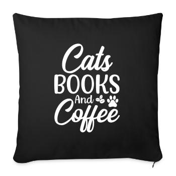 Livres pour chats Café Propriétaire de chat Buveur de café - Housse de coussin décorative 45 x 45 cm - noir - Devant