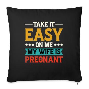 Pregnant Wife Funny Gift Funny - Sofa pillowcase 17,3'' x 17,3'' (45 x 45 cm) - black - Front