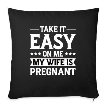 Pregnant Wife Funny Gift Funny - Sofa pillowcase 17,3'' x 17,3'' (45 x 45 cm) - black - Front