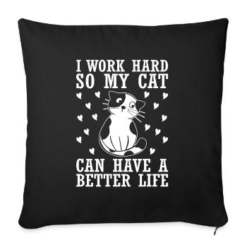 Cat Cats Pet Girl Cat Lady - Sofa pillowcase 17,3'' x 17,3'' (45 x 45 cm) - black - Front
