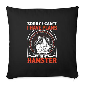 Hamster Lover Hamster Gift - Sofa pillowcase 17,3'' x 17,3'' (45 x 45 cm) - black - Front