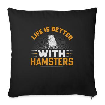 Hamster Lover Hamster Gift - Sofa pillowcase 17,3'' x 17,3'' (45 x 45 cm) - black - Front