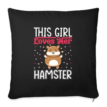 Hamster Lover Hamster Gift - Sofa pillowcase 17,3'' x 17,3'' (45 x 45 cm) - black - Front