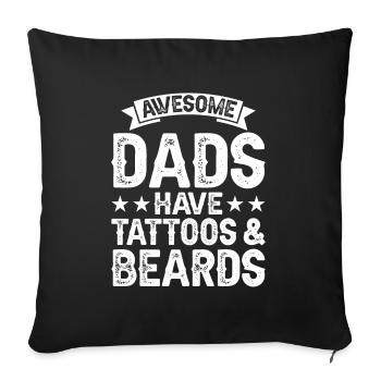 Father Tattoo Beard Dad Cool Tattooed Art - Sofa pillowcase 17,3'' x 17,3'' (45 x 45 cm) - black - Front