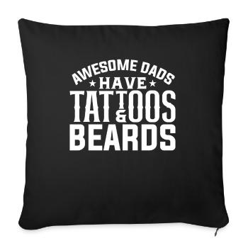 Father Tattoo Beard Dad Cool Tattooed Art - Sofa pillowcase 17,3'' x 17,3'' (45 x 45 cm) - black - Front