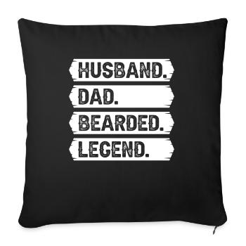 Père barbe barbu avec barbe barbe longue mari - Housse de coussin décorative 45 x 45 cm - noir - Devant
