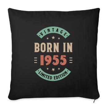 1955 - Baujahr 1955 - Jahrgang 1955 - Sofakissenbezug 45 x 45 cm - Schwarz - Vorne