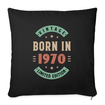 1970 - Year of construction 1970 - Born 1970 - Sofa pillowcase 17,3'' x 17,3'' (45 x 45 cm) - black - Front