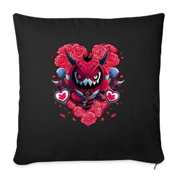 Valentine's Day | Monster | Heart | Roses | Valentine - Sofa pillowcase 17,3'' x 17,3'' (45 x 45 cm) - black - Front