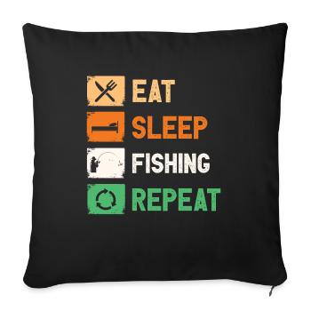 Fishing Hunting Fish Hook Hunter Rod Bait Bite - Sofa pillowcase 17,3'' x 17,3'' (45 x 45 cm) - black - Front