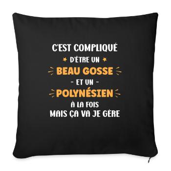 Homme beau gosse Franc Polynésien - Housse de coussin décorative 45 x 45 cm - noir - Devant