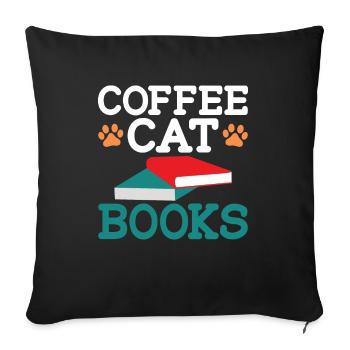 Livres pour chats Café Propriétaire de chat Buveur de café - Housse de coussin décorative 45 x 45 cm - noir - Devant