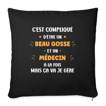 Beau médecin - Housse de coussin décorative 45 x 45 cm - noir - Devant