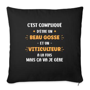 Beau viticulteur - Housse de coussin décorative 45 x 45 cm - noir - Devant